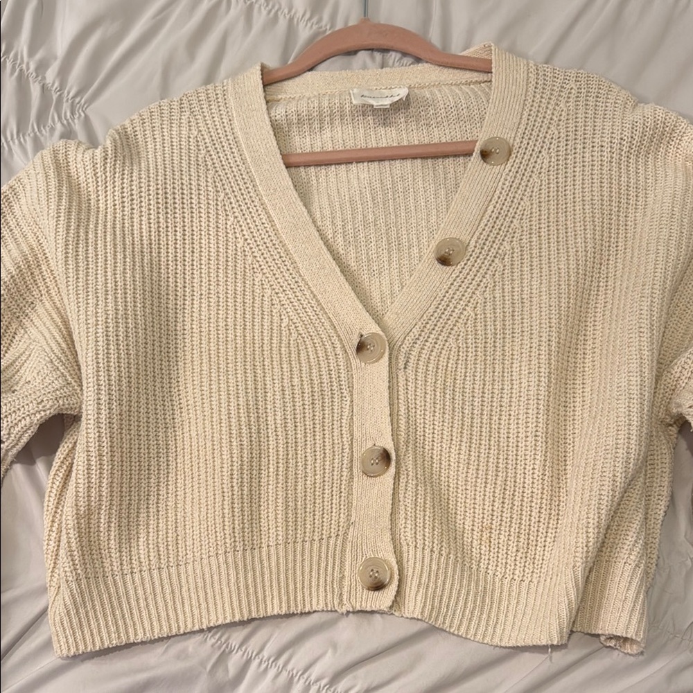 Women's Cream Button-Up Sweater